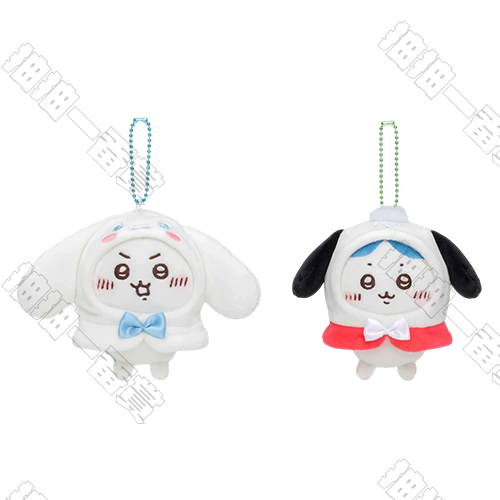 Chiikawa x Sanrio｜大耳狗吉伊&帕恰狗小八貓 絨毛變裝掛件(隨機出貨)
