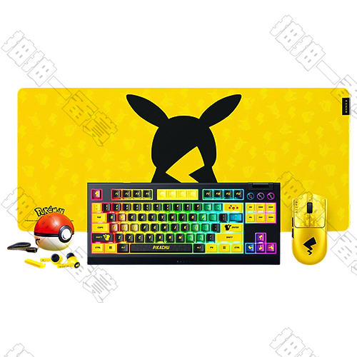 Razer｜寶可夢 皮卡丘款 鍵鼠墊精靈球 4件套組(墊：XXL)